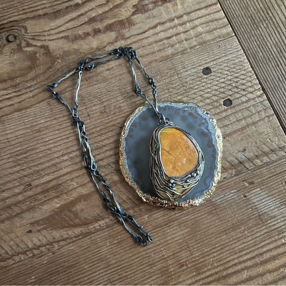 Vintage European Baltic Amber and Sterling Silver Necklace - One Of A Kind! - Picture 2 of 8